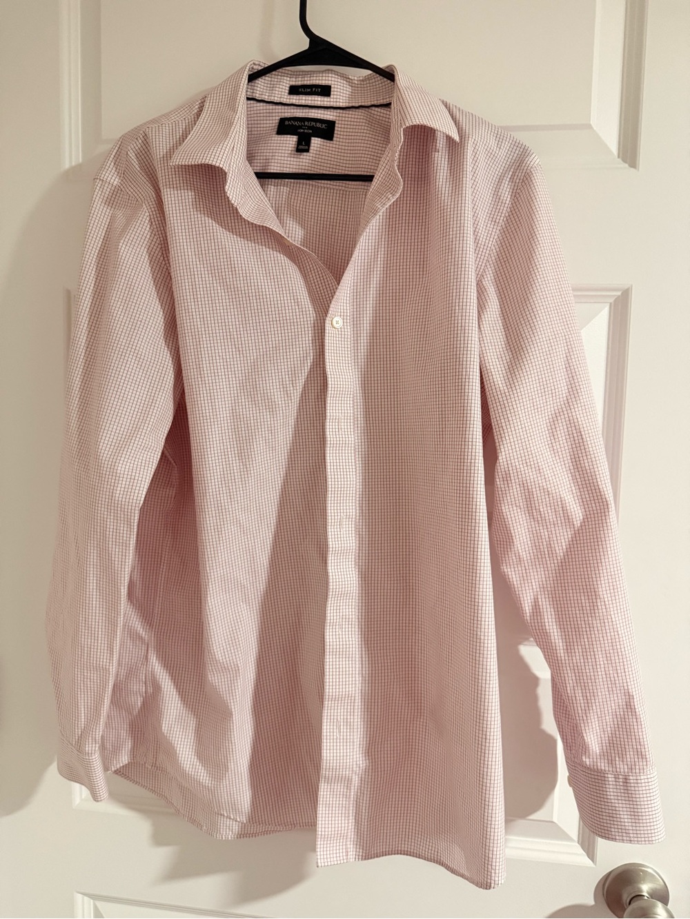 Banana Republic Men's Light Pink Micro-Check Dress Shirt